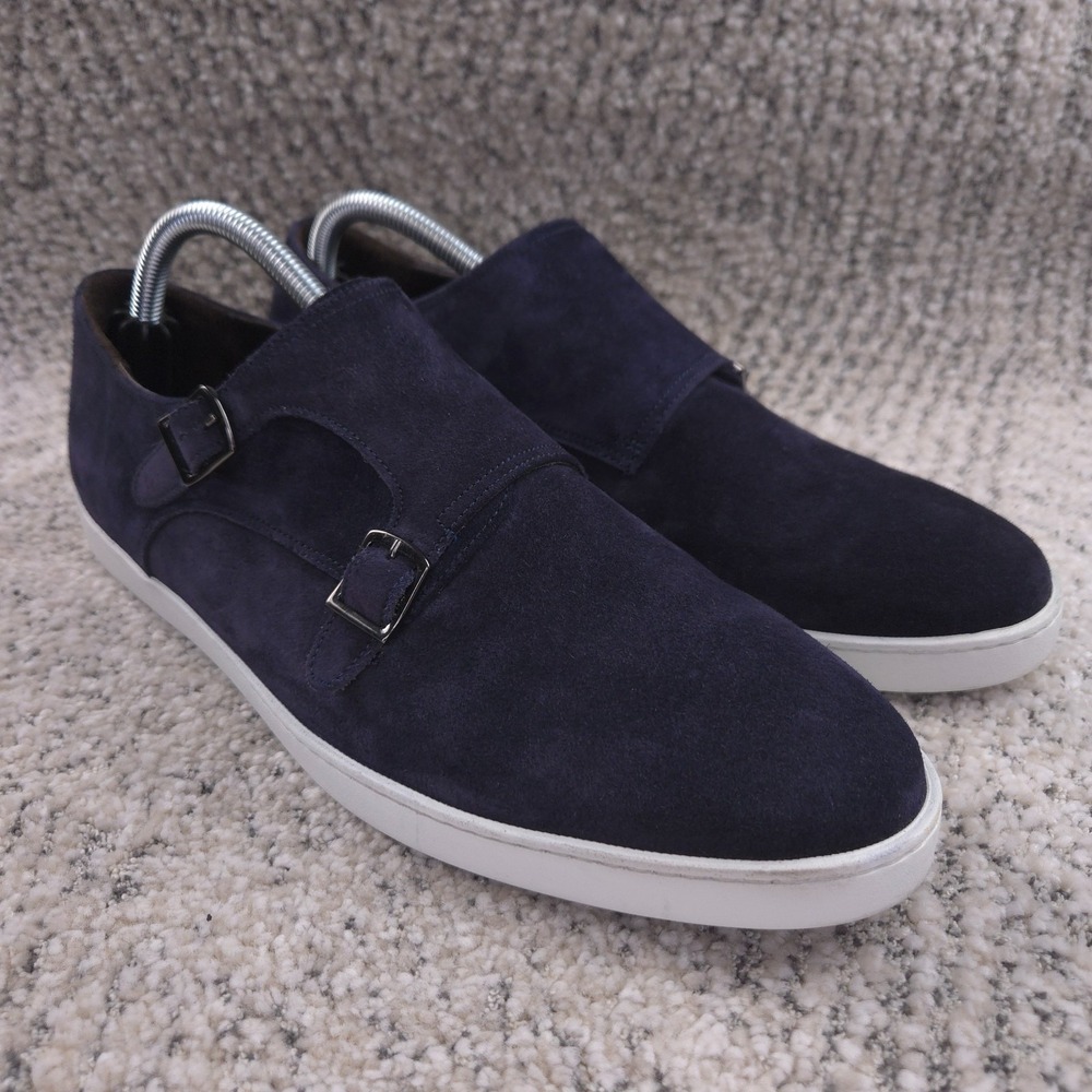 To Boot New York Sneakers Men Size 8.5 Suede Double Monk Strap Navy Blue Buckle